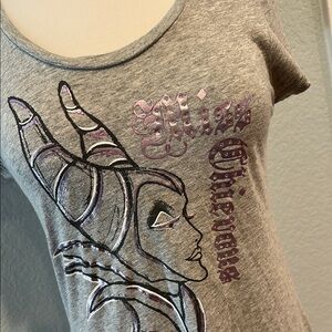 Disney Sz Medium Maleficent Gray Graphic Short Sleeve T-Shirt
